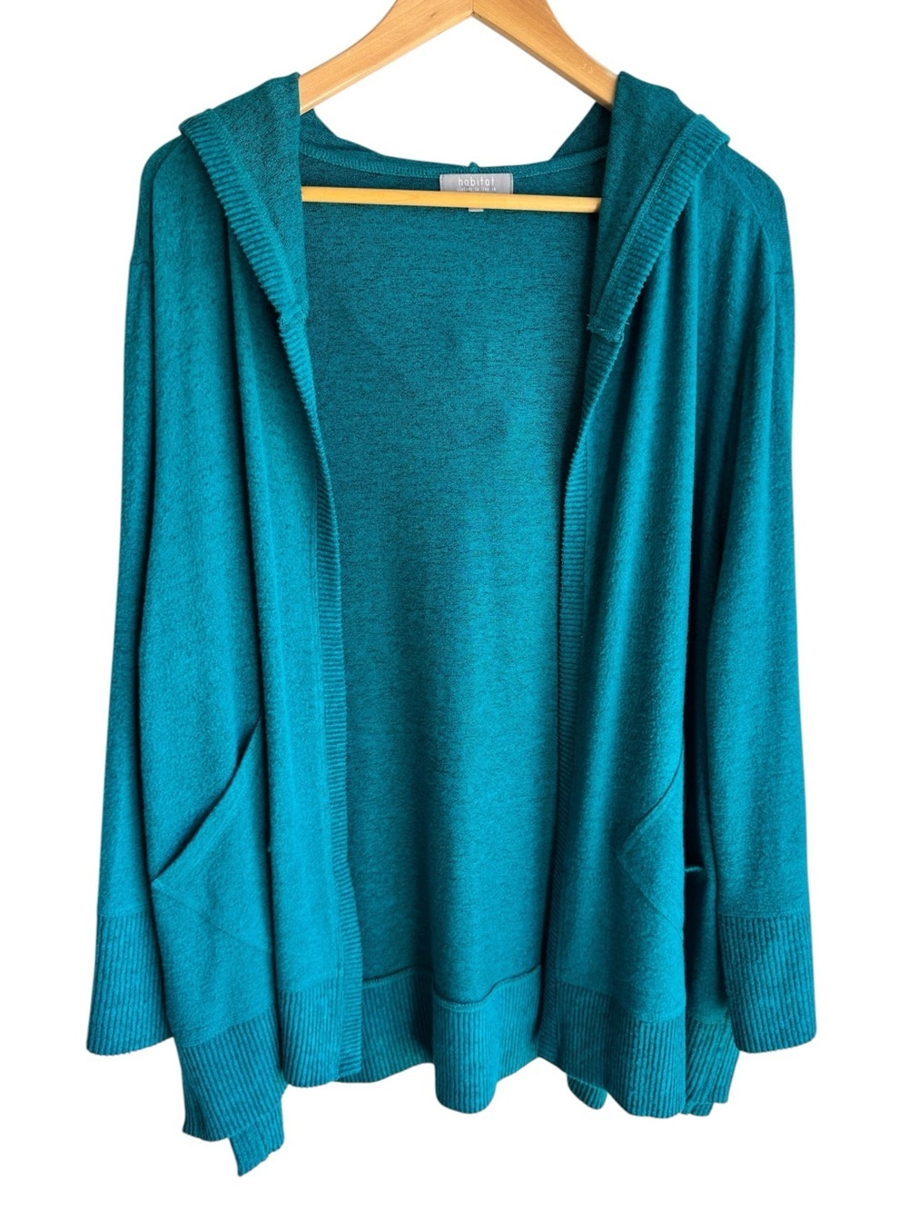 SOFT Habitat Open Front Cardigan XL Teal Wide Sleeve Cozy Comfy Casual Capsule